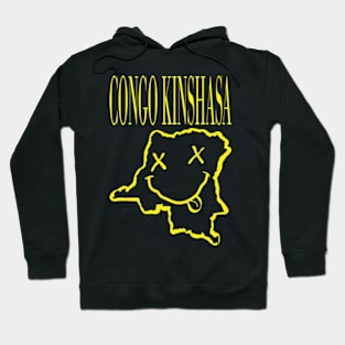 Vibrant Congo-Kinshasa x Eyes Happy Face: Unleash Your 90s Grunge Spirit! Hoodie